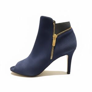Marc Fisher Navy Suede Peep Toe Ankle Boots